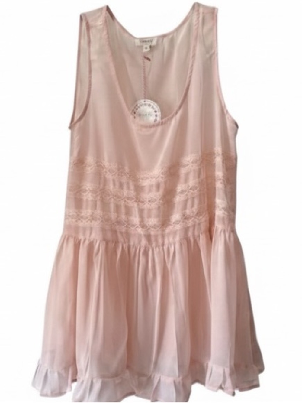 Umgee Pink Sheer Peplum Sleeveless Sz L NWT